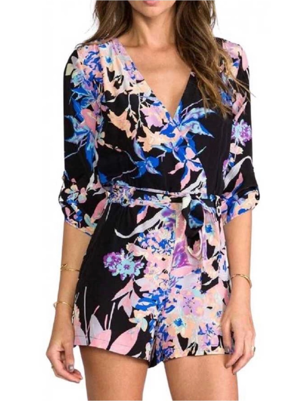 Yumi Kim Black Floral Wrap Jumpsuit